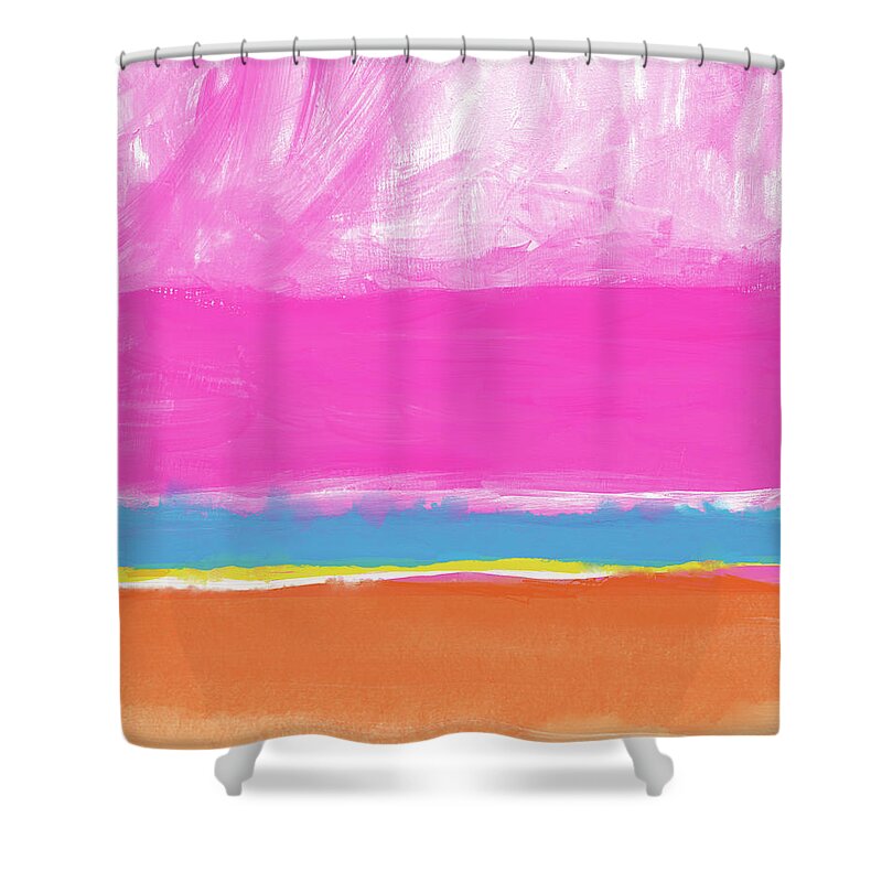 Abstract Shower Curtain featuring the mixed media Spring Crush 2- Art by Linda Woods by Linda Woods