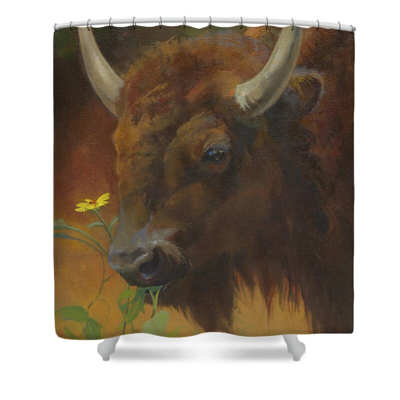 Wildlife Shower Curtain featuring the painting Spring on the Range by Carolyne Hawley