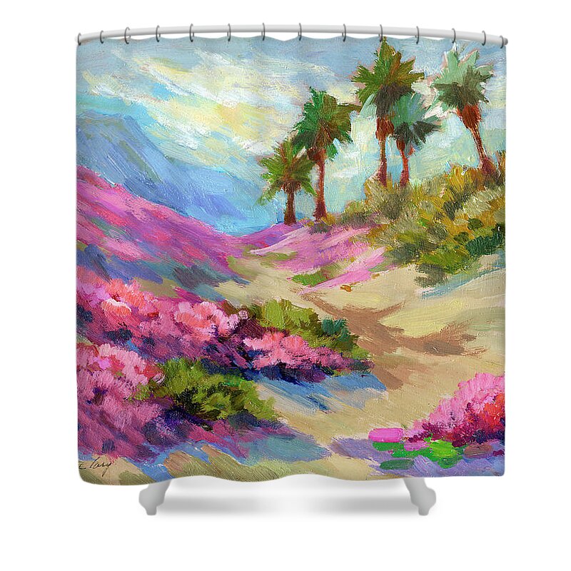Desert Shower Curtain featuring the painting Spring Verbenum Flowers by Diane McClary