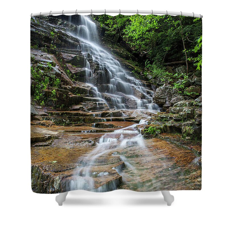Springtime Shower Curtain featuring the photograph Springtime Cascade by White Mountain Images