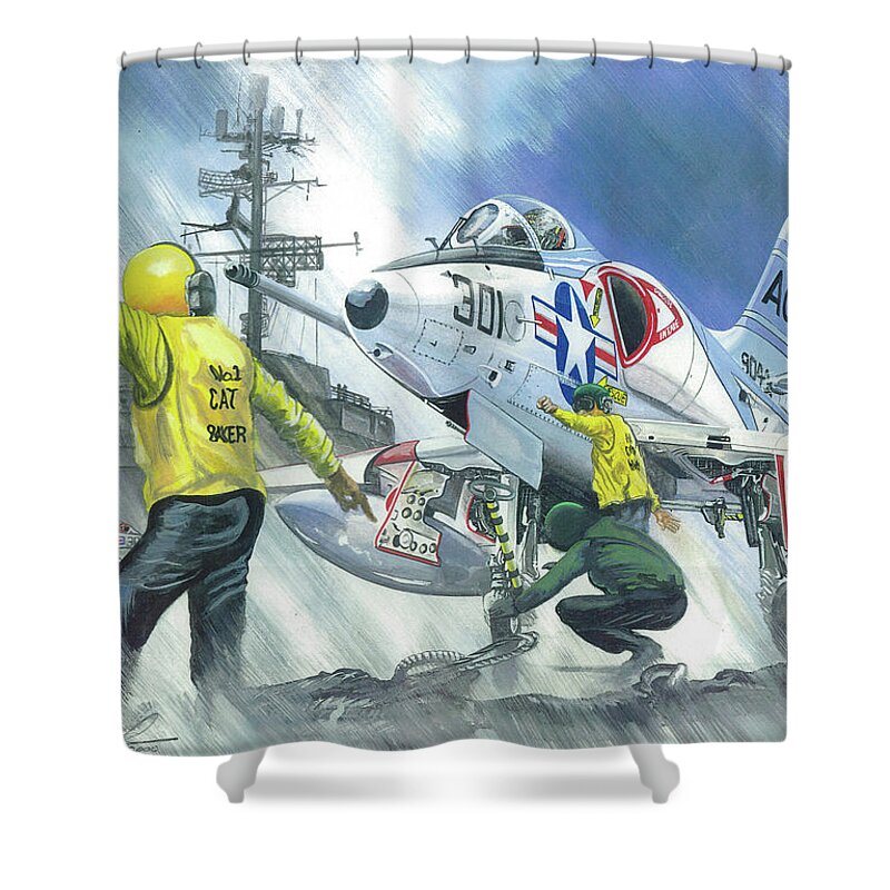 Skyhawk Shower Curtain featuring the painting Ssdd by Simon Read