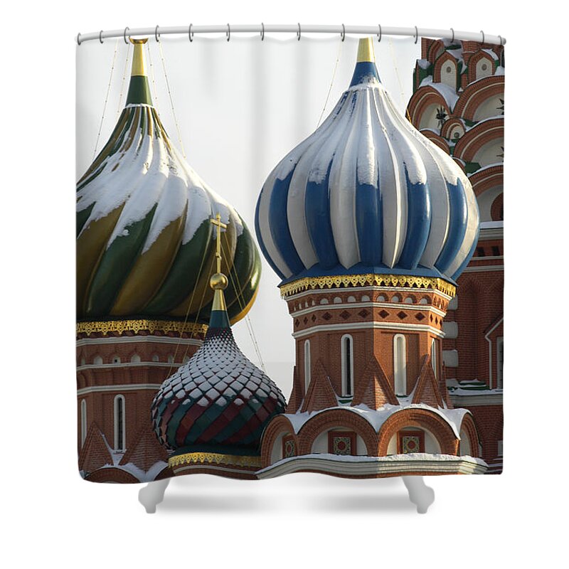 Snow Shower Curtain featuring the photograph St. Basil In Winter by Claudiad