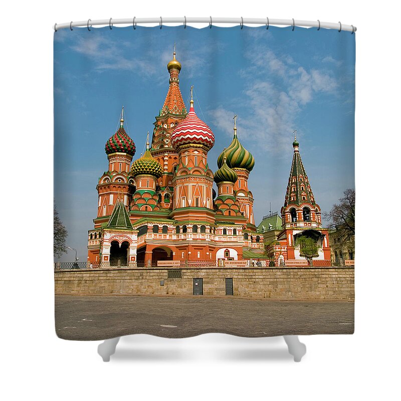 Snow Shower Curtain featuring the photograph St Basils Cathederal, Moscow by Holgs