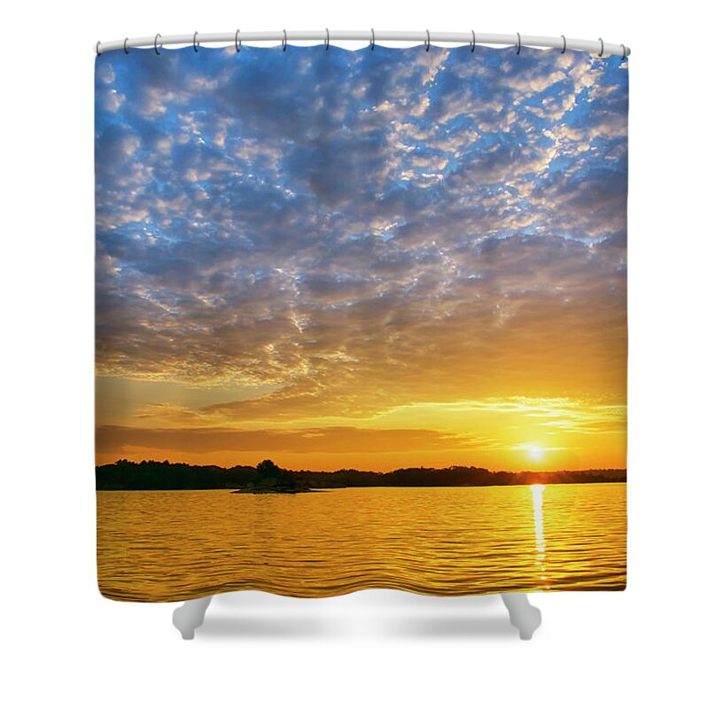 Thousand Islands Shower Curtain featuring the photograph St Lawrence River Sunset by Christina Rollo