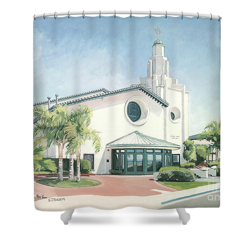 St Mary Magdalene Shower Curtain featuring the painting St. Mary Magdalene San Diego California by Paul Strahm