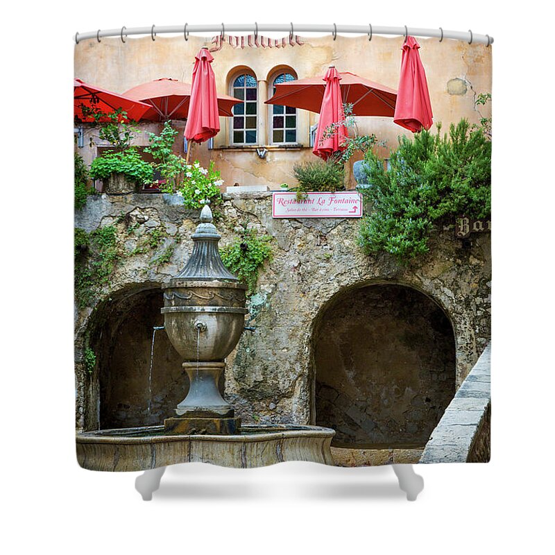 Saint Paul De Vence Shower Curtain featuring the photograph St Paul de Vence Fountain - Provence France by Brian Jannsen