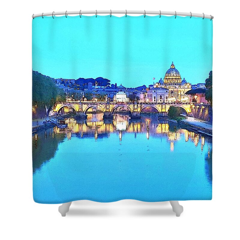 Rome Shower Curtain featuring the photograph St. Peter's Basilica Reflection by Andrea Whitaker