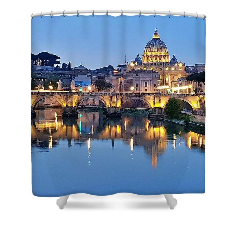 Sunset Shower Curtain featuring the photograph St. Peter's Basilica at Sunset III by Andrea Whitaker