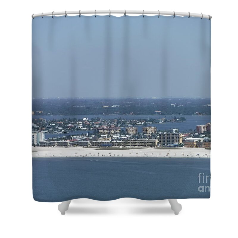 St. Petersburgh Fl Beach From The Sky Shower Curtain featuring the photograph St. Petersburgh Fl. Beach From The Sky by Barbra Telfer