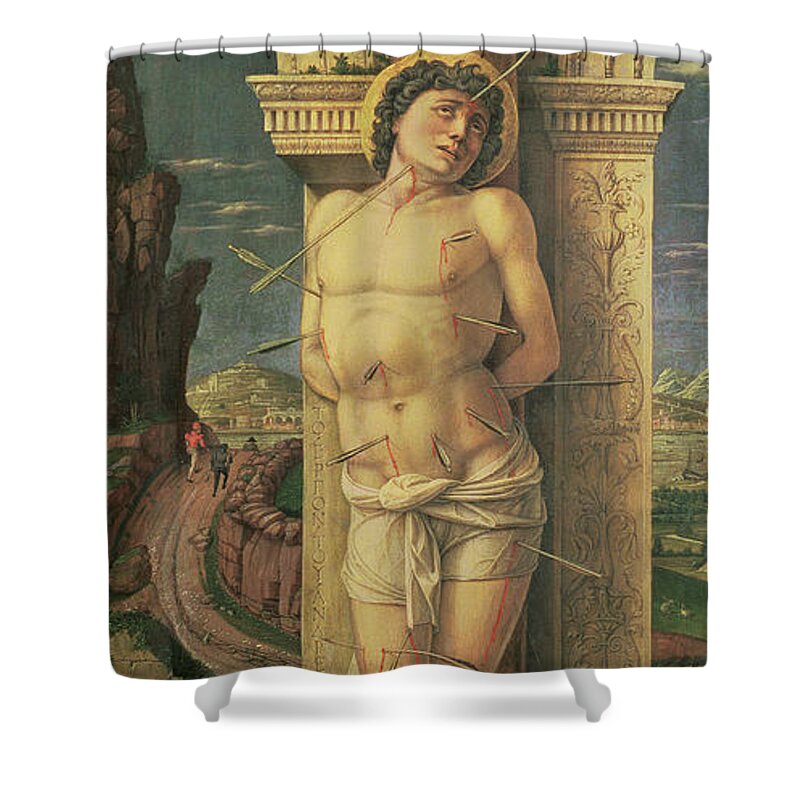 15th Century Shower Curtain featuring the painting St. Sebastian, C.1459 by Andrea Mantegna