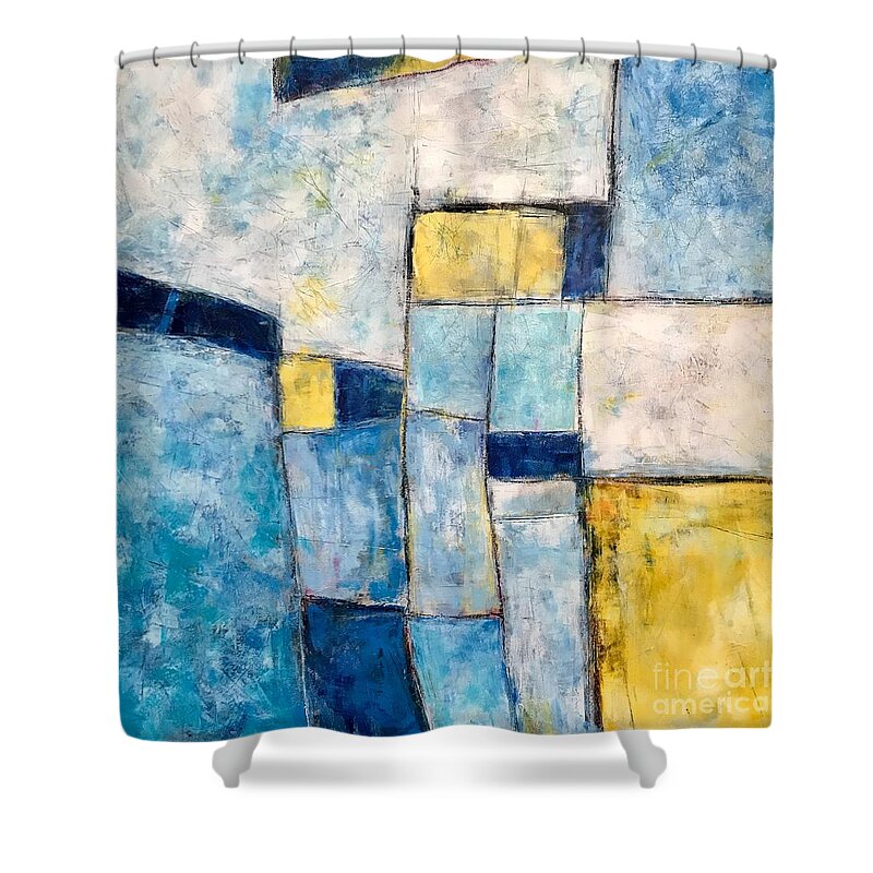 Oil Shower Curtain featuring the painting Stacked  by Christine Chin-Fook