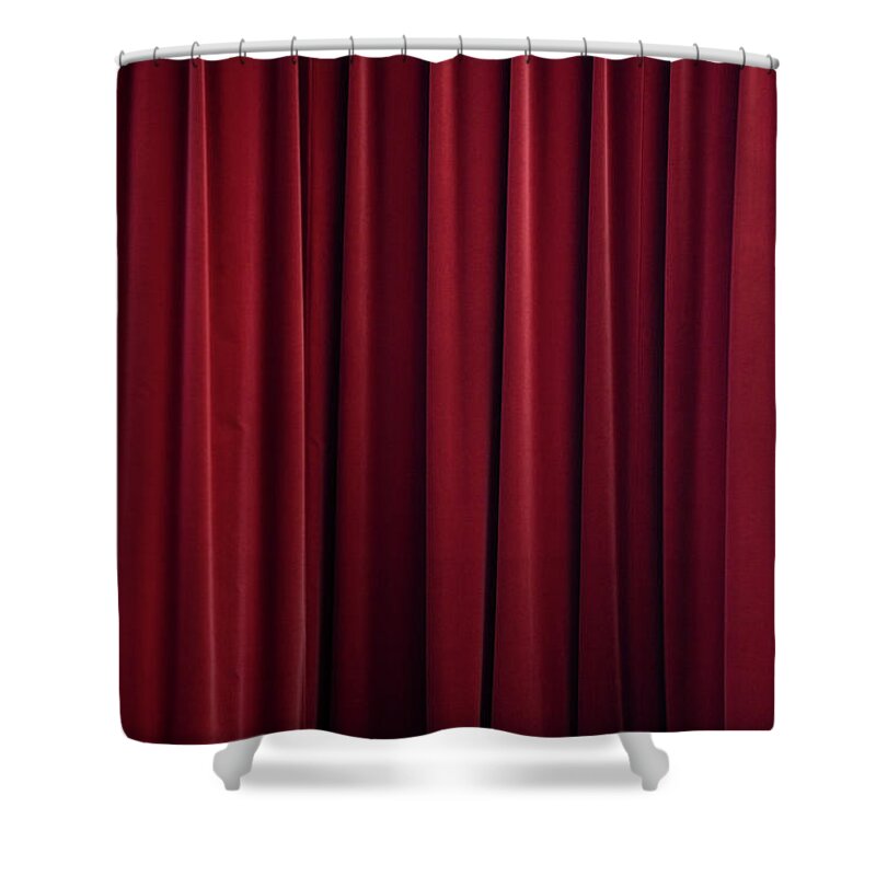 Textured Shower Curtain featuring the photograph Stage Curtain Red Velvet by Mlenny