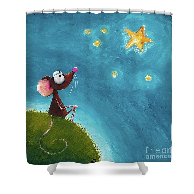 Mouse Shower Curtain featuring the painting Star Gazing by Lucia Stewart
