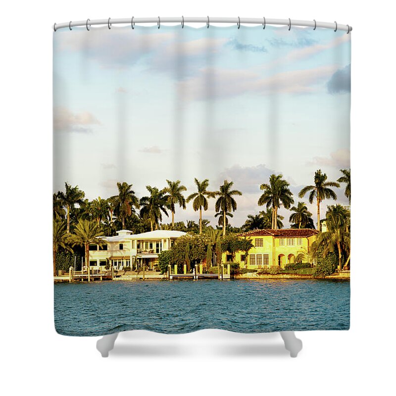 Biscayne Bay Shower Curtain featuring the photograph Star Island South Miami Beach by Ehstock