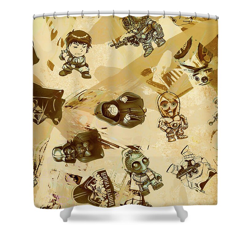 Sticker Shower Curtain featuring the photograph Star Wars Sticker Wall by Jorgo Photography