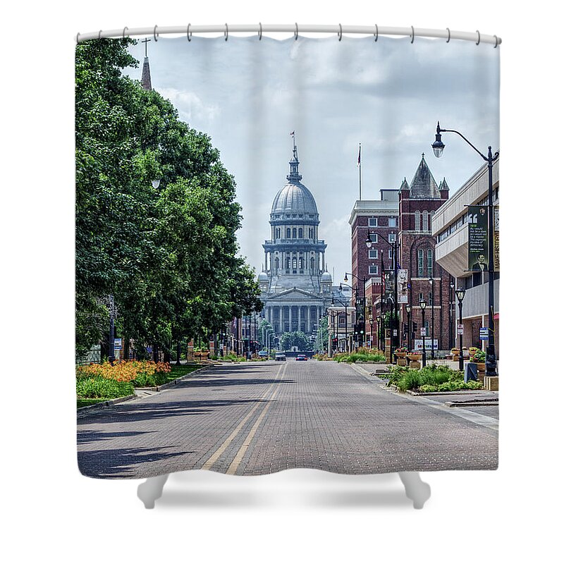 Capitol Shower Curtain featuring the photograph State Capitol - Springfield, IL by Deborah Ritch