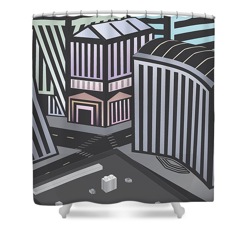 Digital Shower Curtain featuring the digital art State City by Kevin McLaughlin
