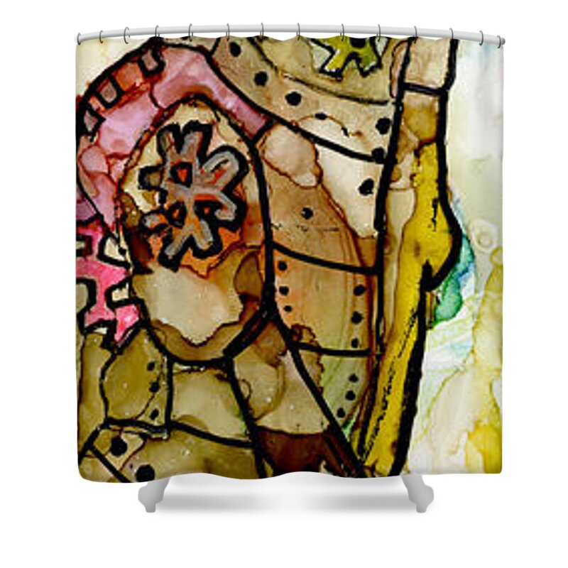 Steampunk Cat Shower Curtain featuring the painting Steampunk Cat by Pat Saunders-White