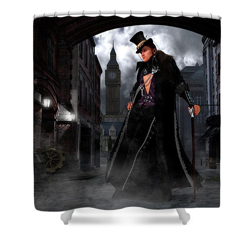 Steampunk Shower Curtain featuring the digital art Steampunk Marquis by J Ekstrom