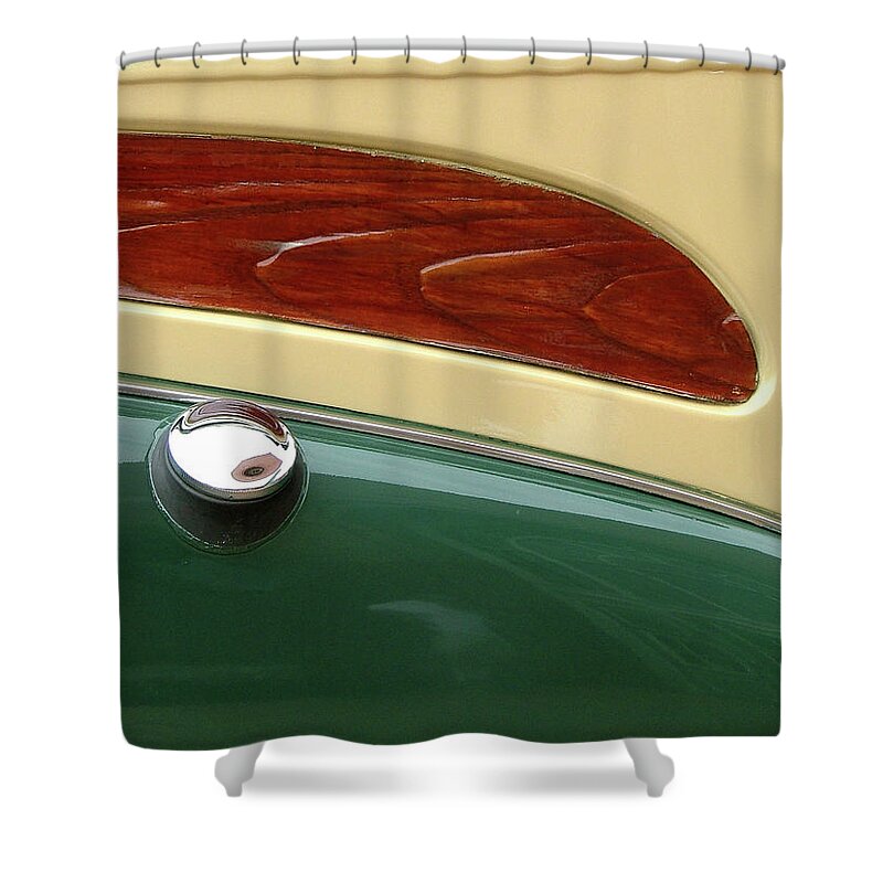 Woody Shower Curtain featuring the photograph Steel Chrome and Wood #2 by Katherine N Crowley