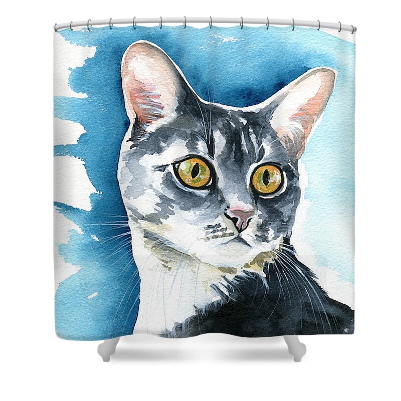 Cat Shower Curtain featuring the painting Stella Cat Painting by Dora Hathazi Mendes
