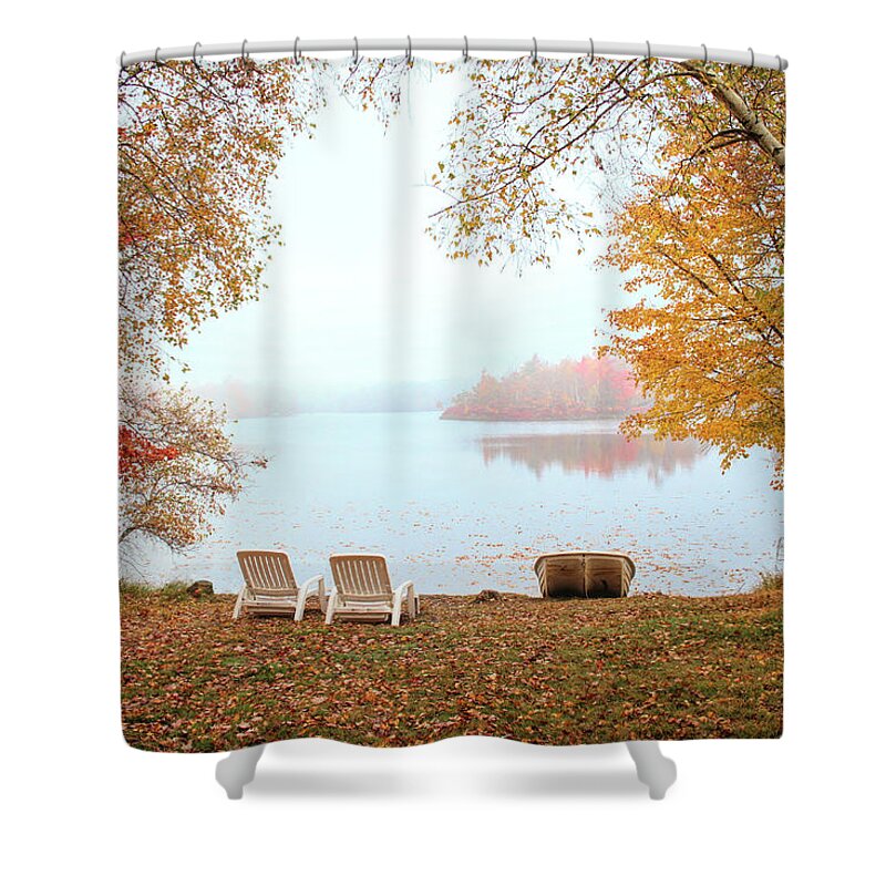 Still Waters Shower Curtain featuring the photograph Still Blue Water by Mike Flake