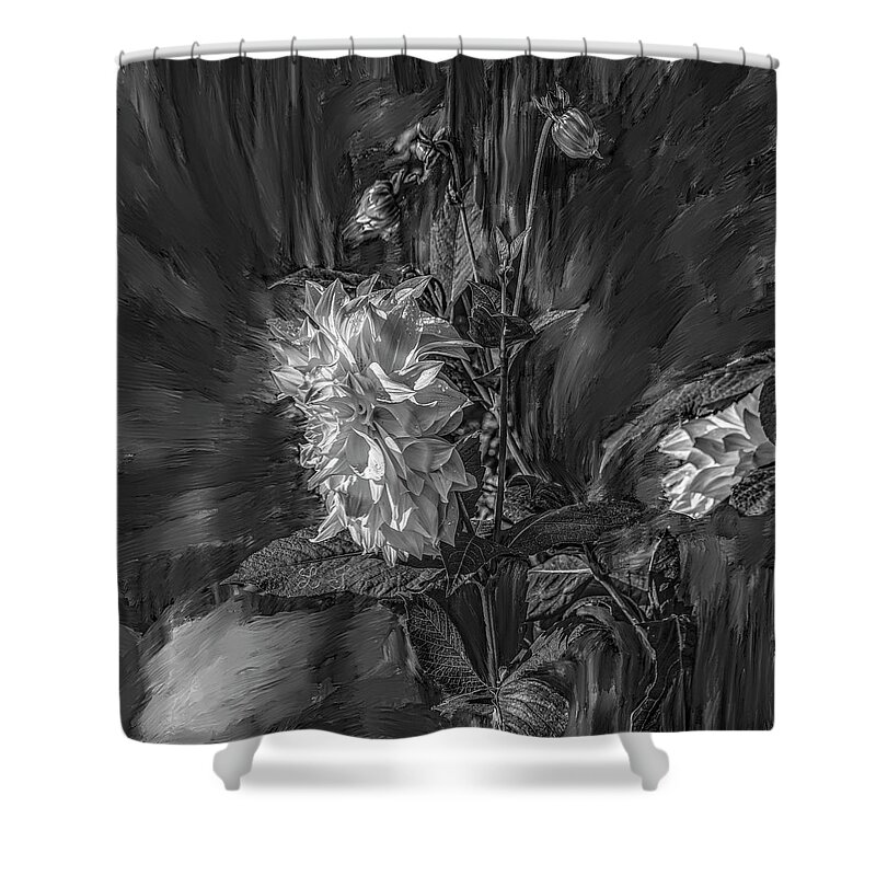 Still Life Shower Curtain featuring the mixed media still life BW #j2 by Leif Sohlman