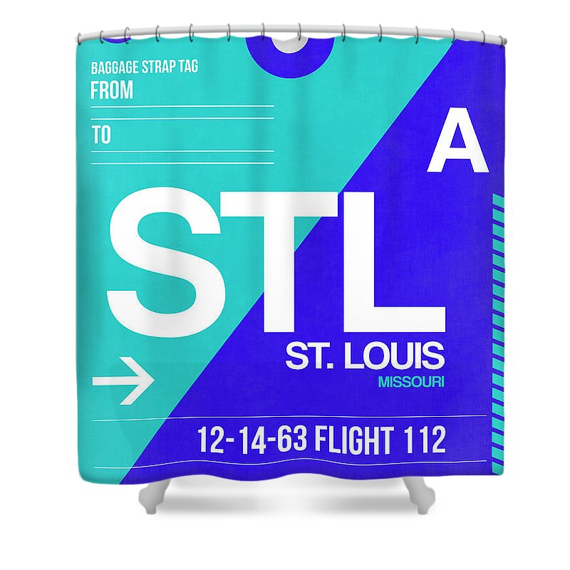 Vacation Shower Curtain featuring the digital art STL St. Louis Luggage Tag II by Naxart Studio