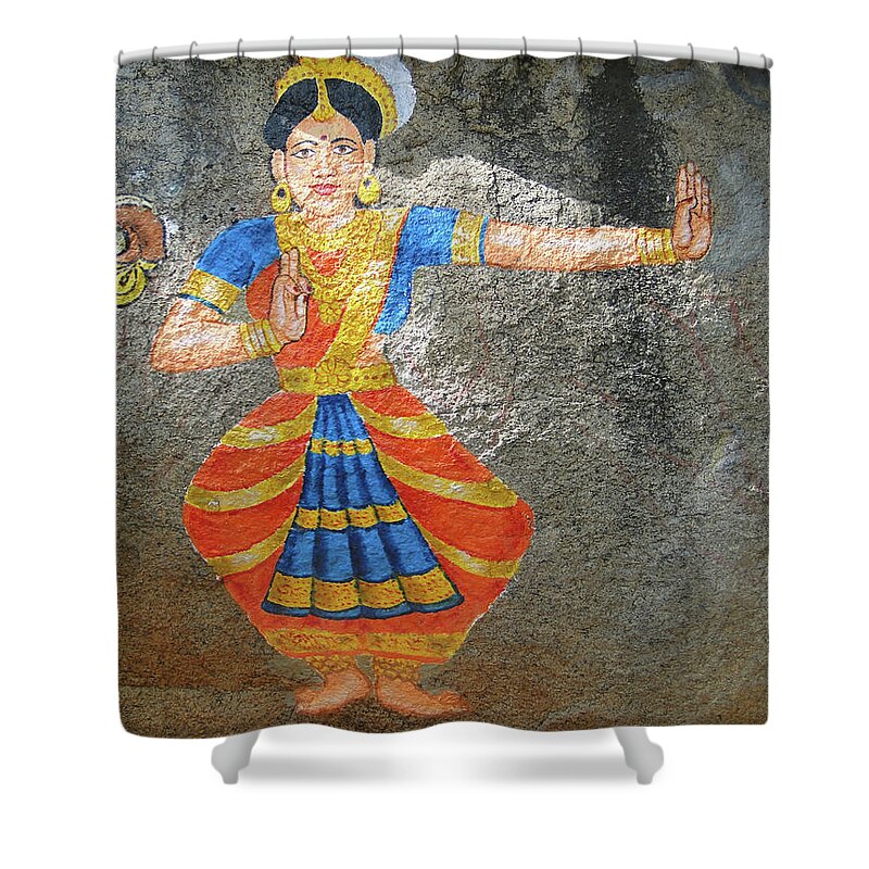 Paint Shower Curtain featuring the photograph Stone painting of Nautch dancing gir by Steve Estvanik