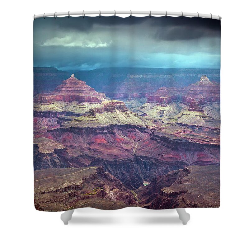 Scenics Shower Curtain featuring the photograph Stormy Mather Point by Rebecca L. Latson