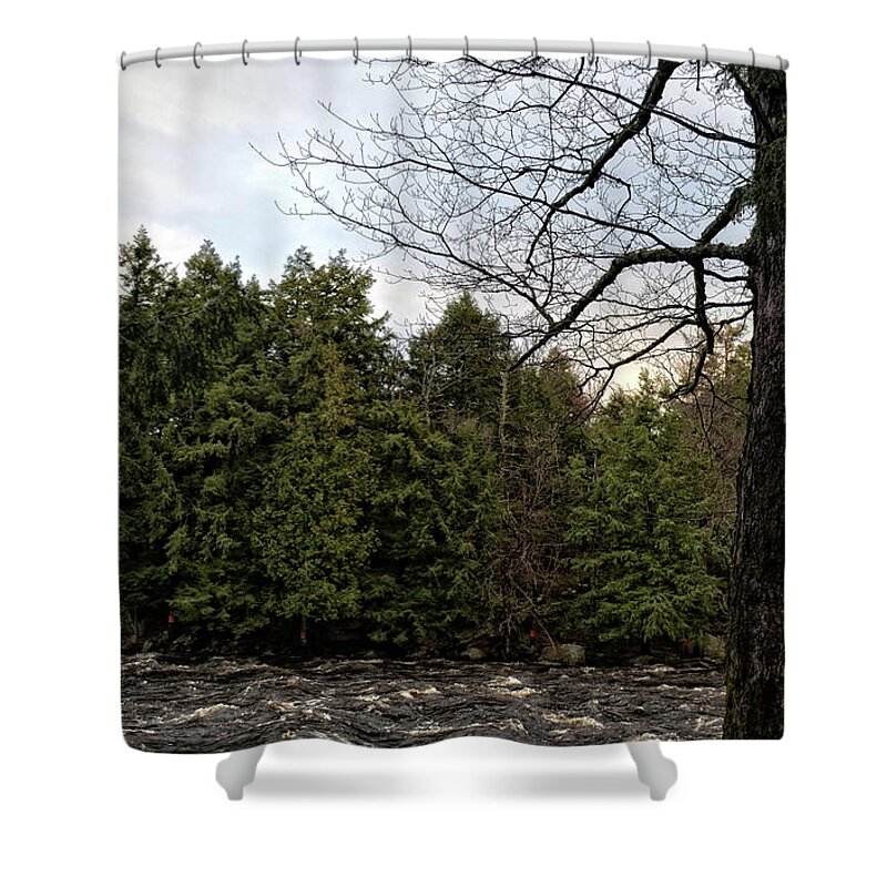 Raquette Shower Curtain featuring the photograph Stormy Raquette River by Maggy Marsh