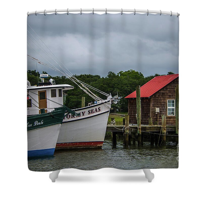 Stormy Seas Shower Curtain featuring the photograph Stormy Seas Shem Creek by Dale Powell