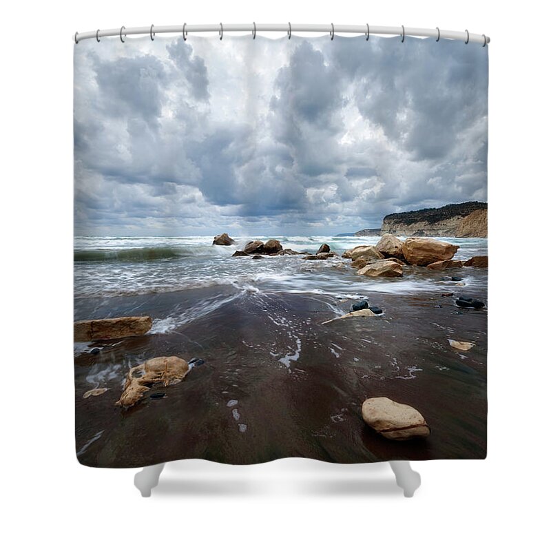 Water's Edge Shower Curtain featuring the photograph Stormy Sky by A Good Snapshot Stops A Moment From Running Away