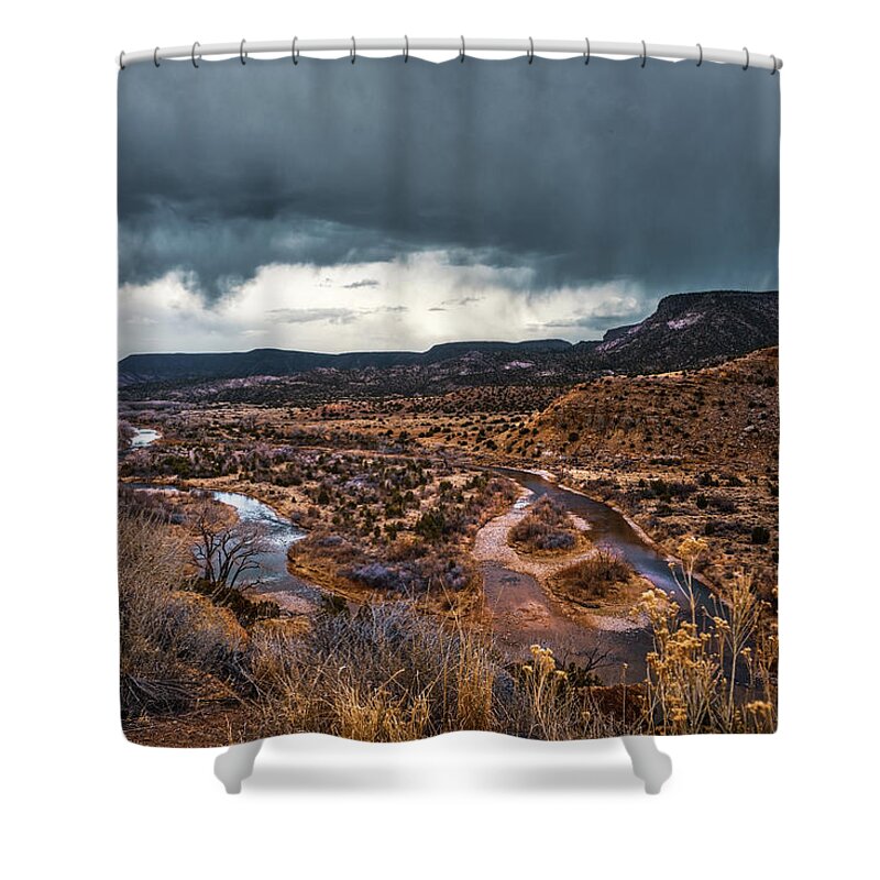 Abiquiu Shower Curtain featuring the photograph Stream and a Storm by Robert FERD Frank