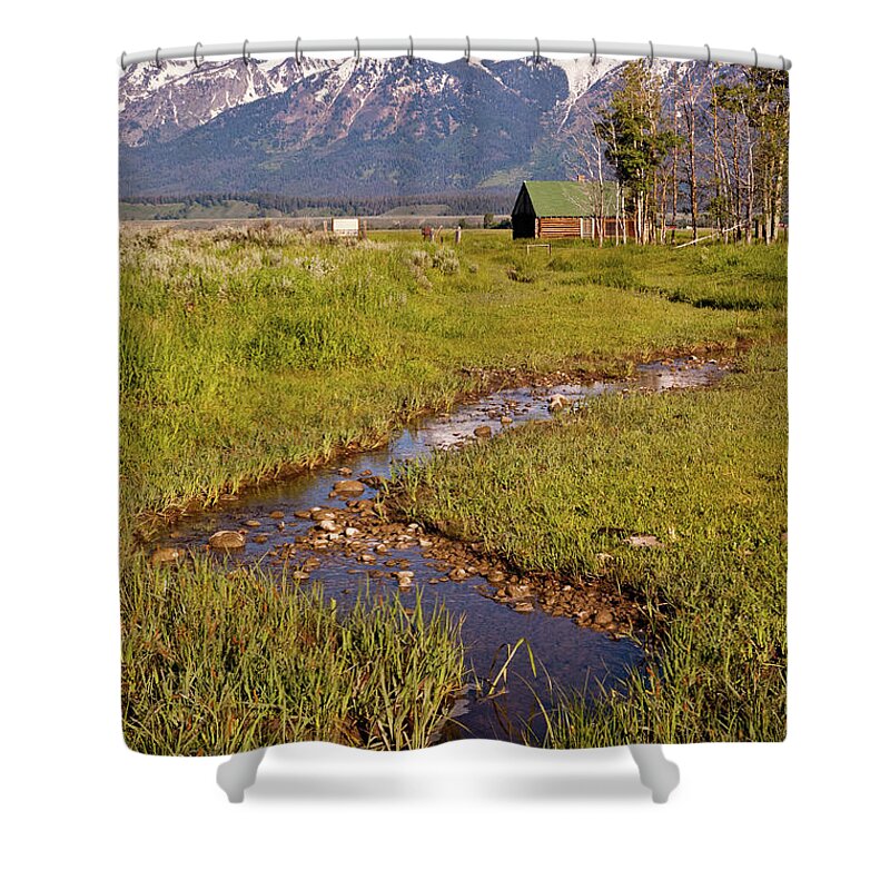 Tranquility Shower Curtain featuring the photograph Stream Winds Through Wyoming Landscape by Megan Ahrens