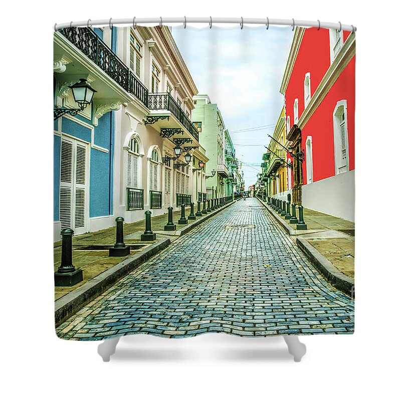 Photographs Shower Curtain featuring the photograph Street Of Old San Juan, Puerto Rico by Felix Lai