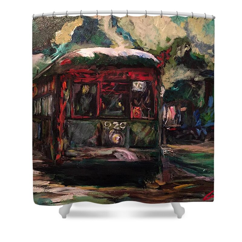 Streetcar Shower Curtain featuring the painting Streetcar by Amzie Adams