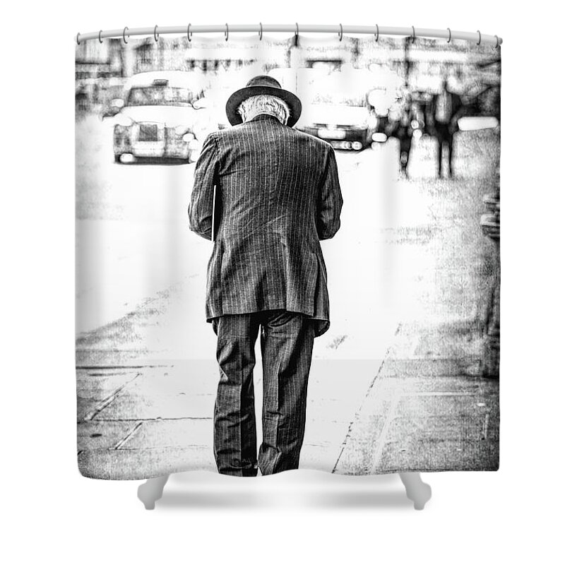 London Shower Curtain featuring the photograph Streets of London BW by Deborah Penland