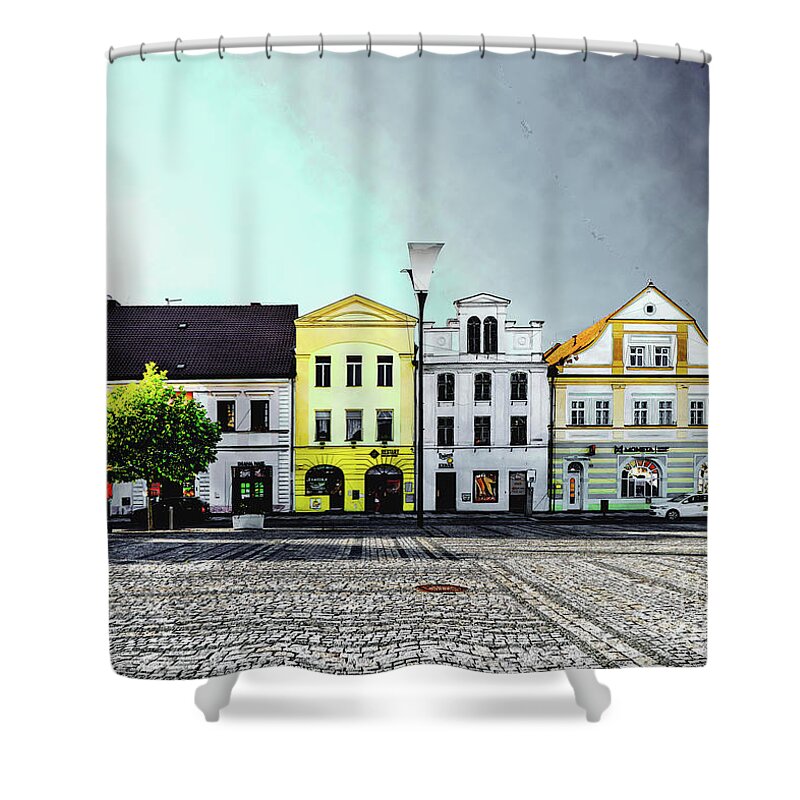 Stribro Shower Curtain featuring the painting Stribro Czechia art by Justyna Jaszke JBJart
