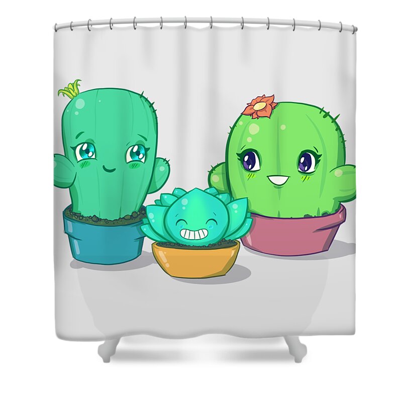 Succulents Shower Curtain featuring the drawing Succulents by Ludwig Van Bacon