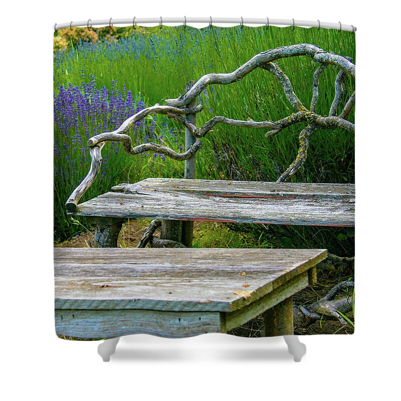 Pacific Northwest Shower Curtain featuring the photograph Summer afternoon at a lavender garden by Leslie Struxness