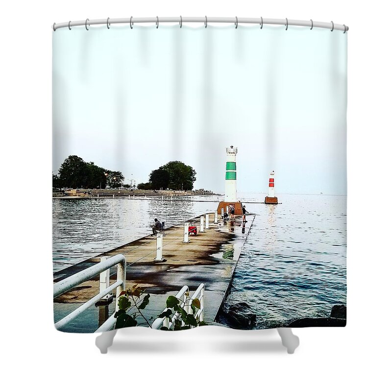 Chicago Lake Michigan Pier Shower Curtain featuring the photograph Summer at Montrose by Todd Janousek