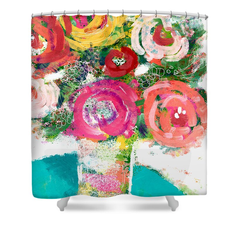 Floral Shower Curtain featuring the painting Summer Bouquet- Art by Linda Woods by Linda Woods