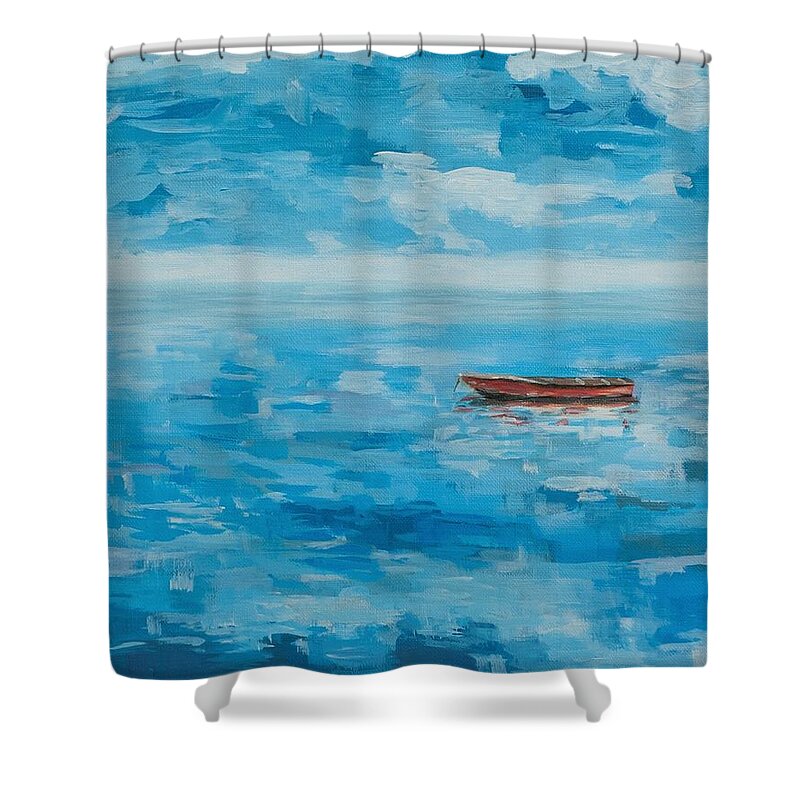 Boat Shower Curtain featuring the painting Summer Float by Deborah Smith