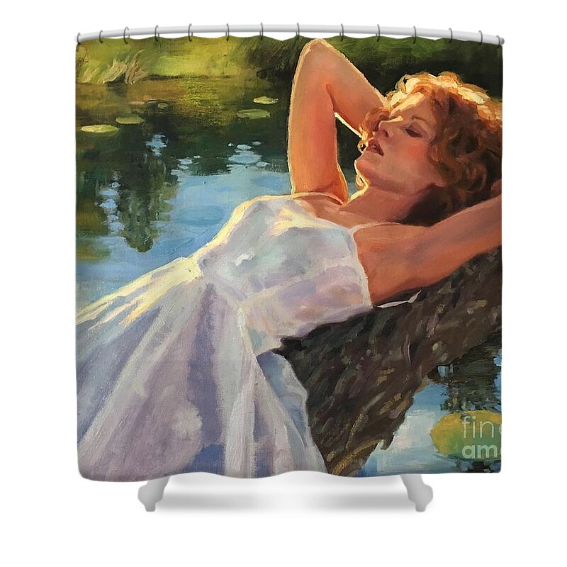 Water Shower Curtain featuring the painting Summer Idyll by Jean Hildebrant