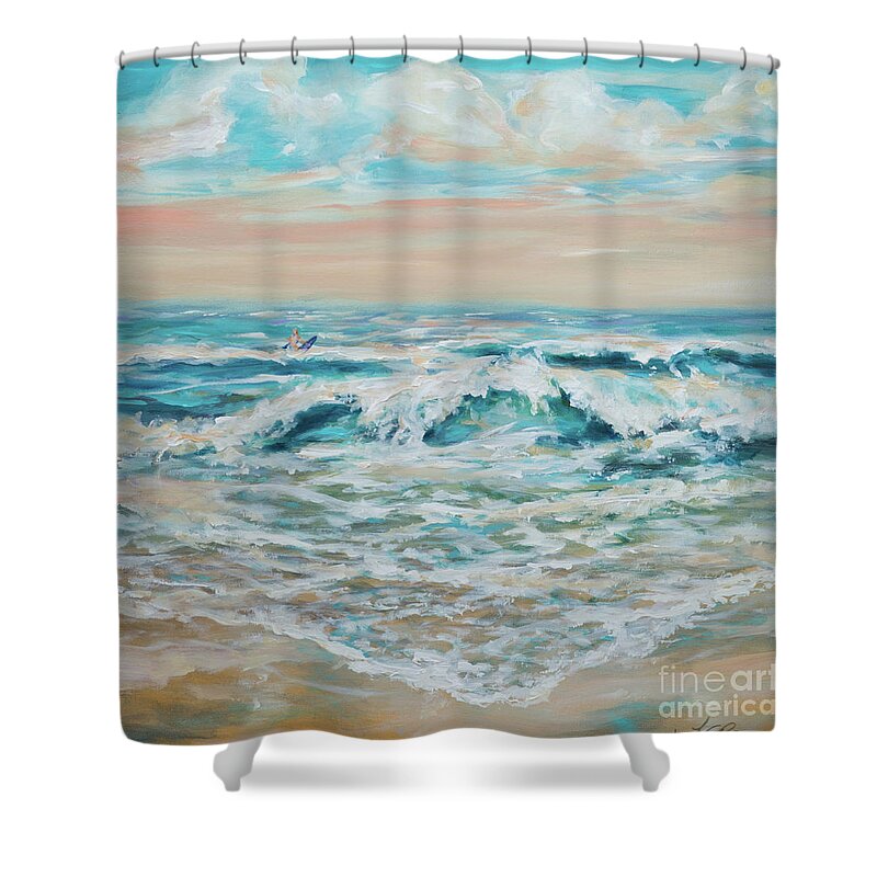 Surf Shower Curtain featuring the painting Summer Surf by Linda Olsen