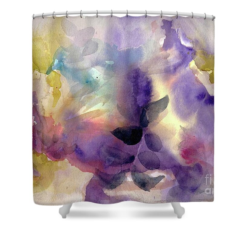 Beautiful Watercolor Abstract Impressionism Abstract Landscape Ethereal Water Set Design Abstract Painting Vibrant Color Interior Design Louisiana Artist Blooming 2121design Floral Louisiana Watercolor Abstract Impressionism Set Design Abstract Painting Vibrant Color Flowers Watercolor Painting Dining Room Girls Room Bouquet Blooming Shower Curtain featuring the painting Summer Who by Francelle Theriot