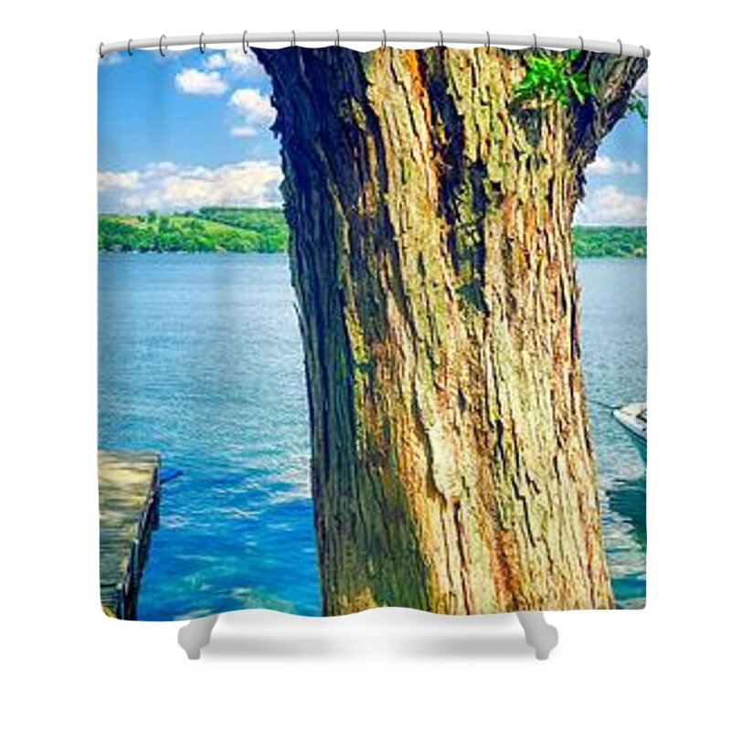 Finger Lakes Shower Curtain featuring the photograph Summertime Lake Vibes Panorama by Anthony Giammarino