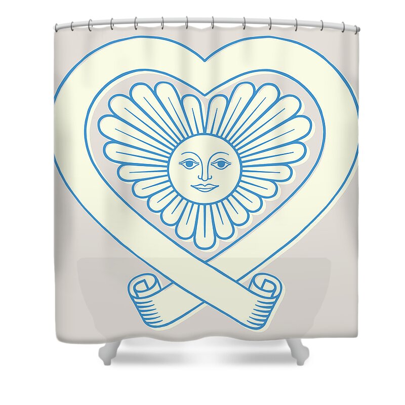 Affection Shower Curtain featuring the drawing Sun Inside of Heart by CSA Images