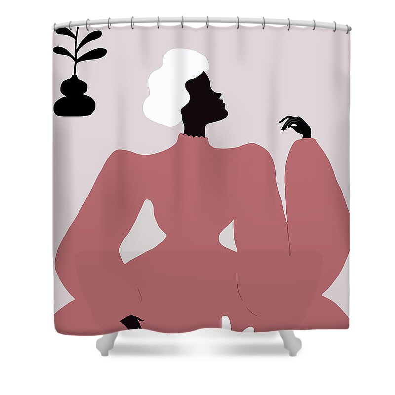Woman Shower Curtain featuring the digital art Sunday Afternoon by Yi Xiao Chen
